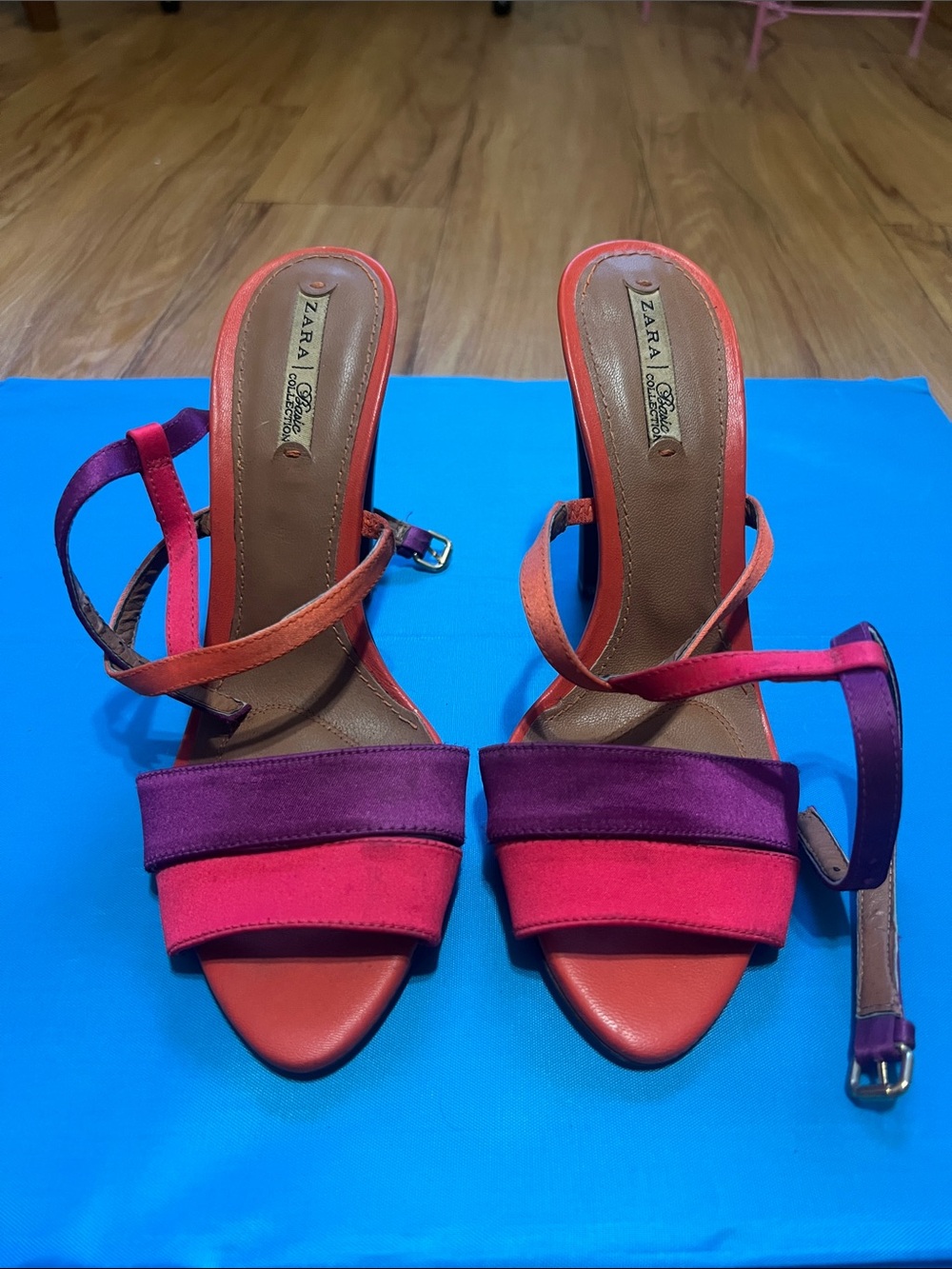 Zara Pink and Purple Strappy High Heel Sandals